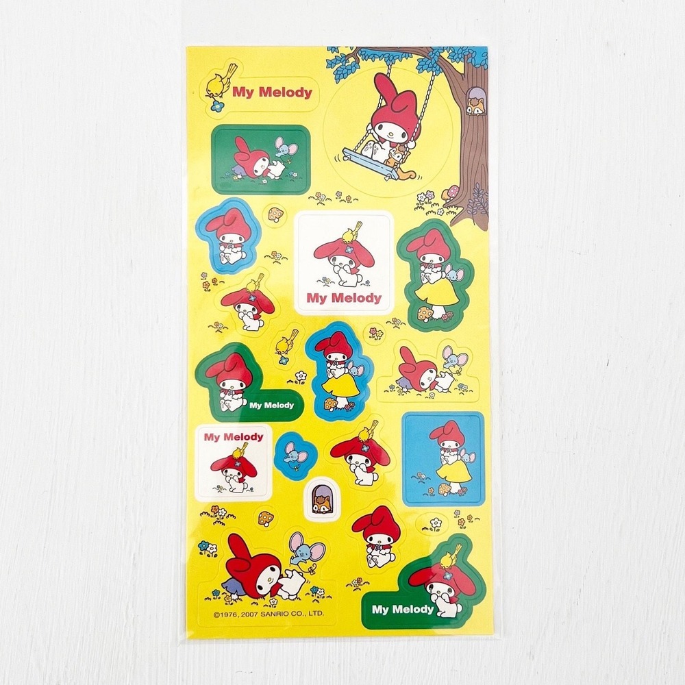 Sanrio My Melody Sticker‎ Sheet Yellow 2007 Vintage  Kawaii Stationery